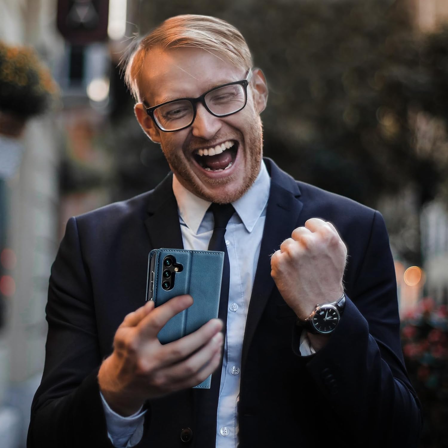 EYZUTAK Funda de cuero PU premium con tapa para Samsung Galaxy A54 5G, cierre magnético, funda protectora con función atril, ranura para tarjeta en
