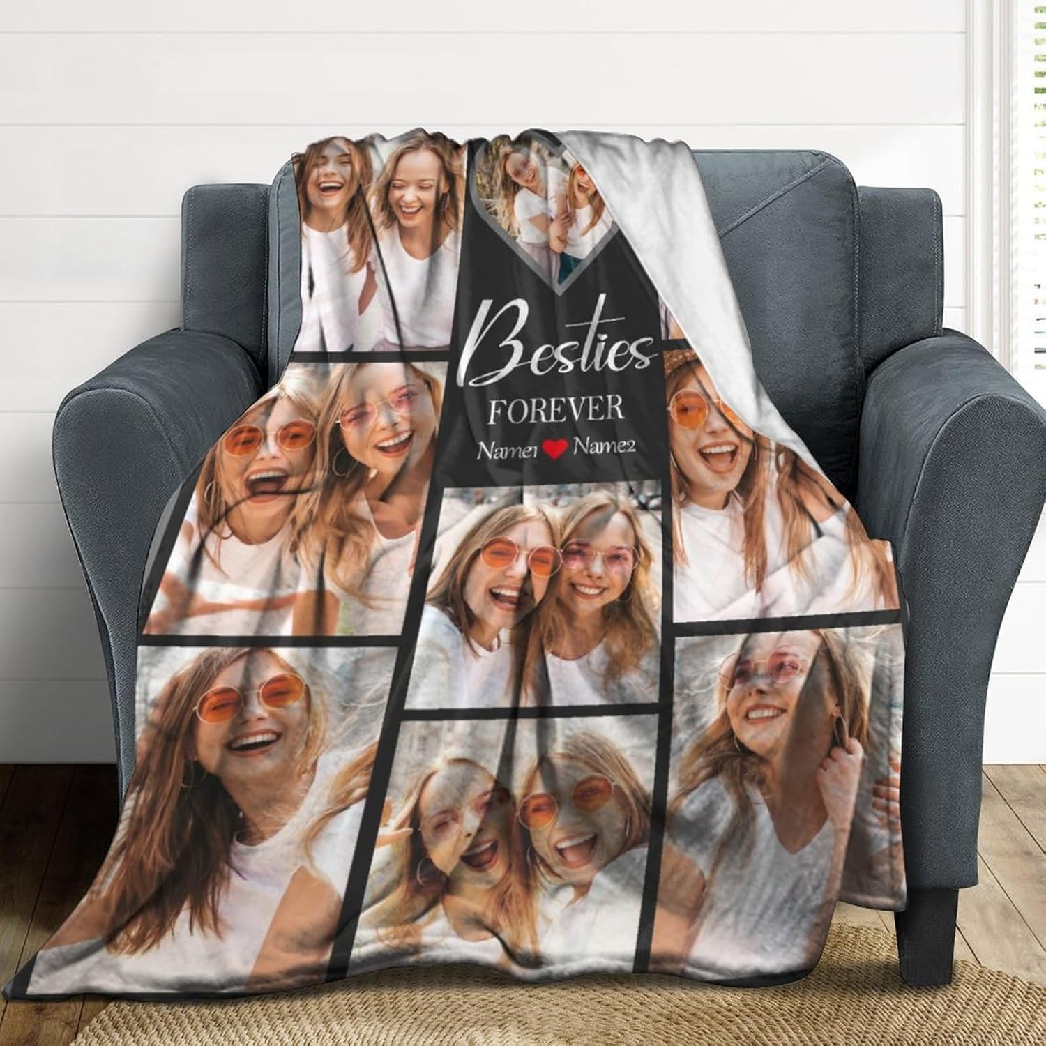 D-Story Manta de fotos personalizada, regalos para amigos, regalos de cumpleaños personalizados para mejores amigas para mujeres, mantas de fotos