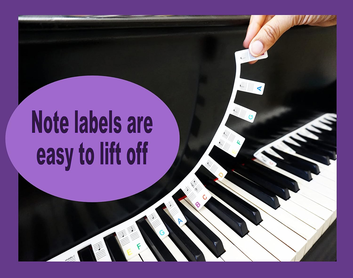 Plum Rose – Etiquetas extraíbles para notas de teclado de piano – Silicona – Alternativa a las calcomanías de teclado de piano – Etiquetas de teclas