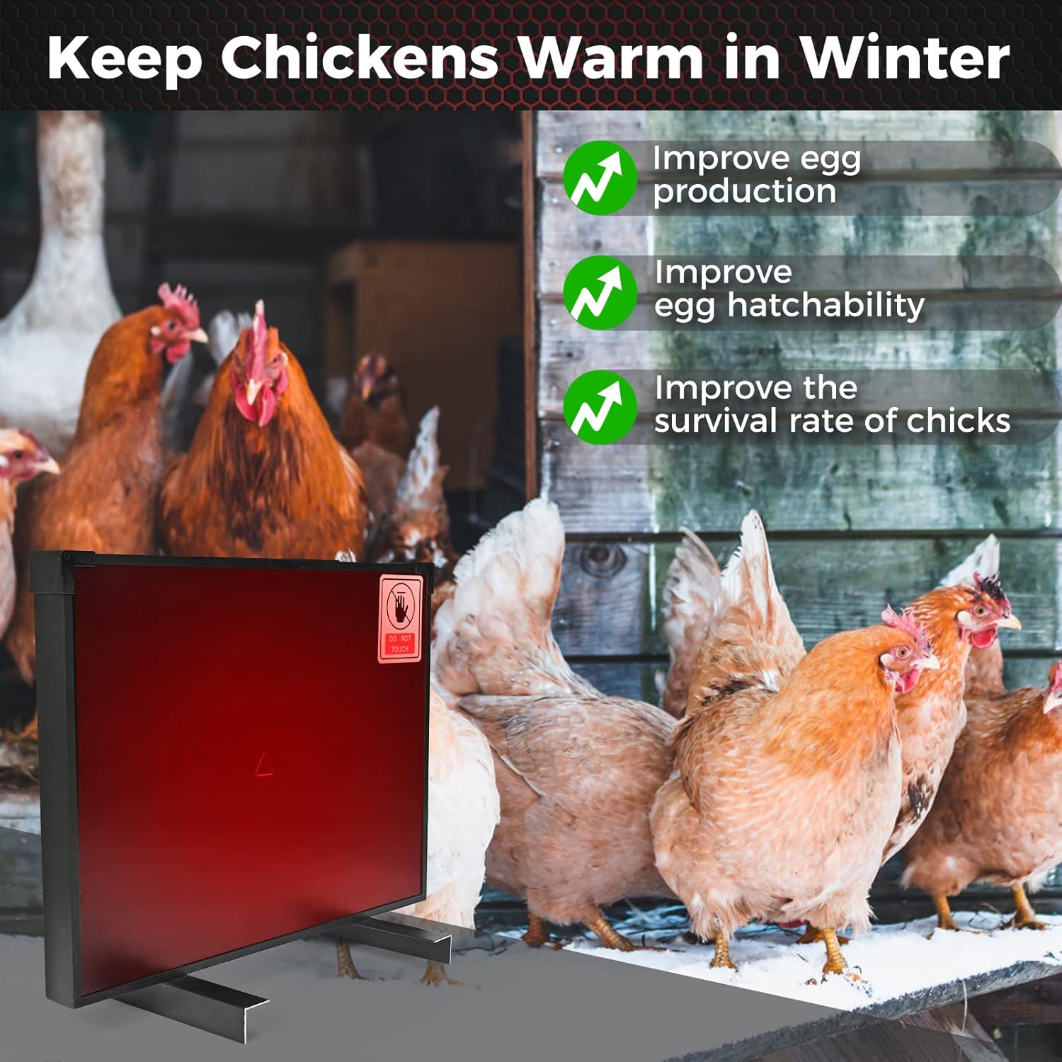 Chicken Coop Heater, Radiant Coop Heater Panel for Winter, Chicken Heater Heating Panel Chicken Coop Accessories, Heat Warmer for Chicks Dogs Cats