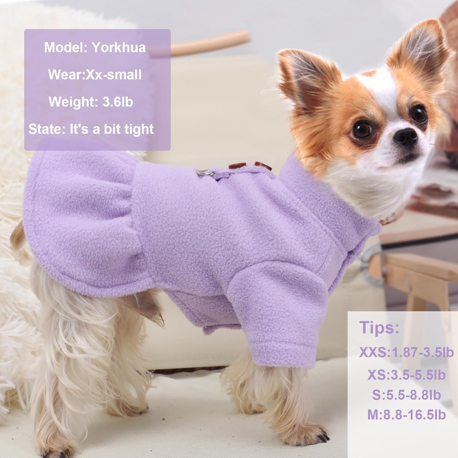 Vestido de forro polar para perro con anillo en D, suéter para perros pequeños, ropa de otoño e invierno, suéter cálido para cachorros, suéter para