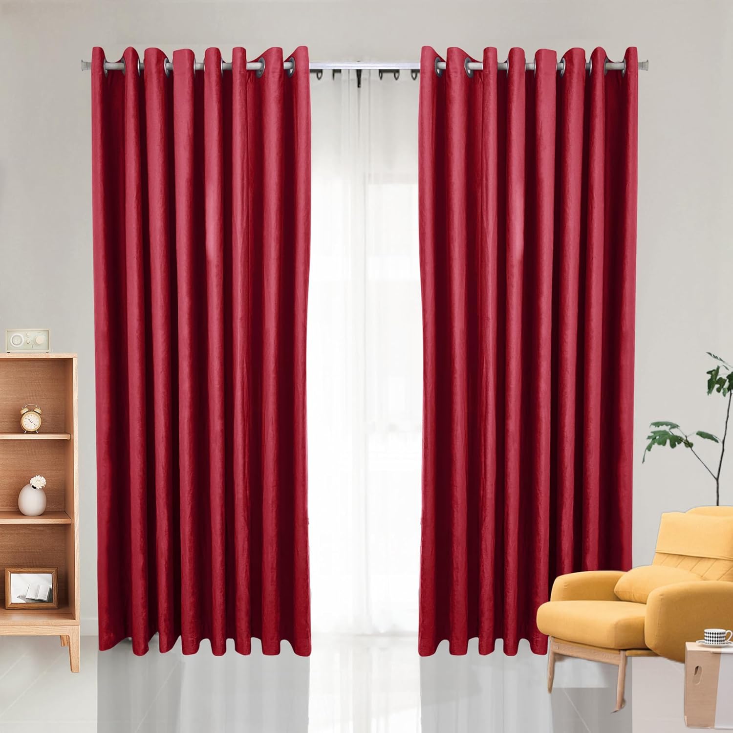 Tisjoran Cortinas de terciopelo extra anchas para dormitorio, paneles de cortina de dormitorio de 100 pulgadas de ancho x 102 pulgadas de largo,