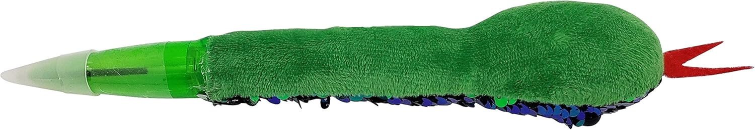 Bolígrafo de serpiente de lentejuelas verdeazul a plateado de 8 pulgadas, bonito juguete de peluche suave (paquete de 6) (serpiente de sequina, 6,