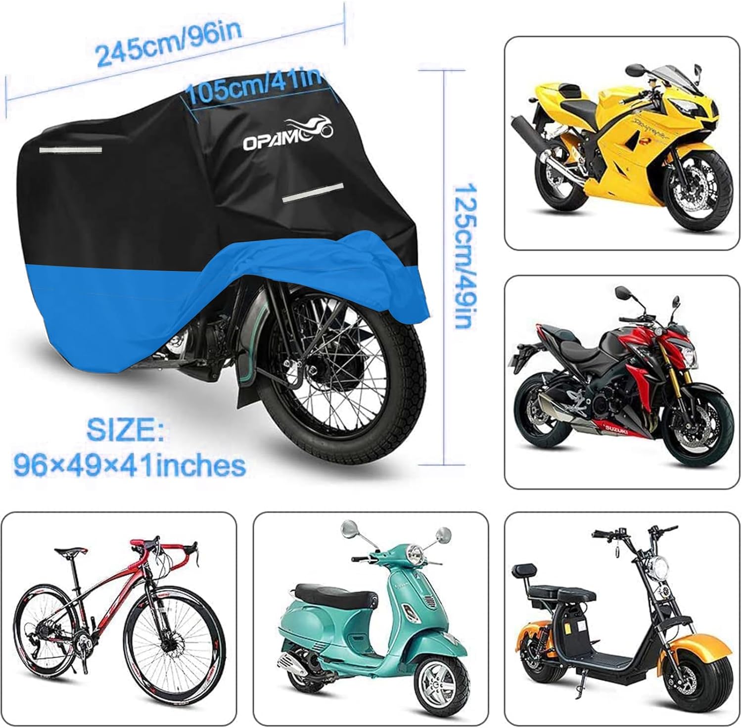 Funda impermeable para scooter para motocicleta, grande, mediano XL, 250 cc, 150 cc, 50 cc, refugio para scooter Harleys para todo tipo de clima,