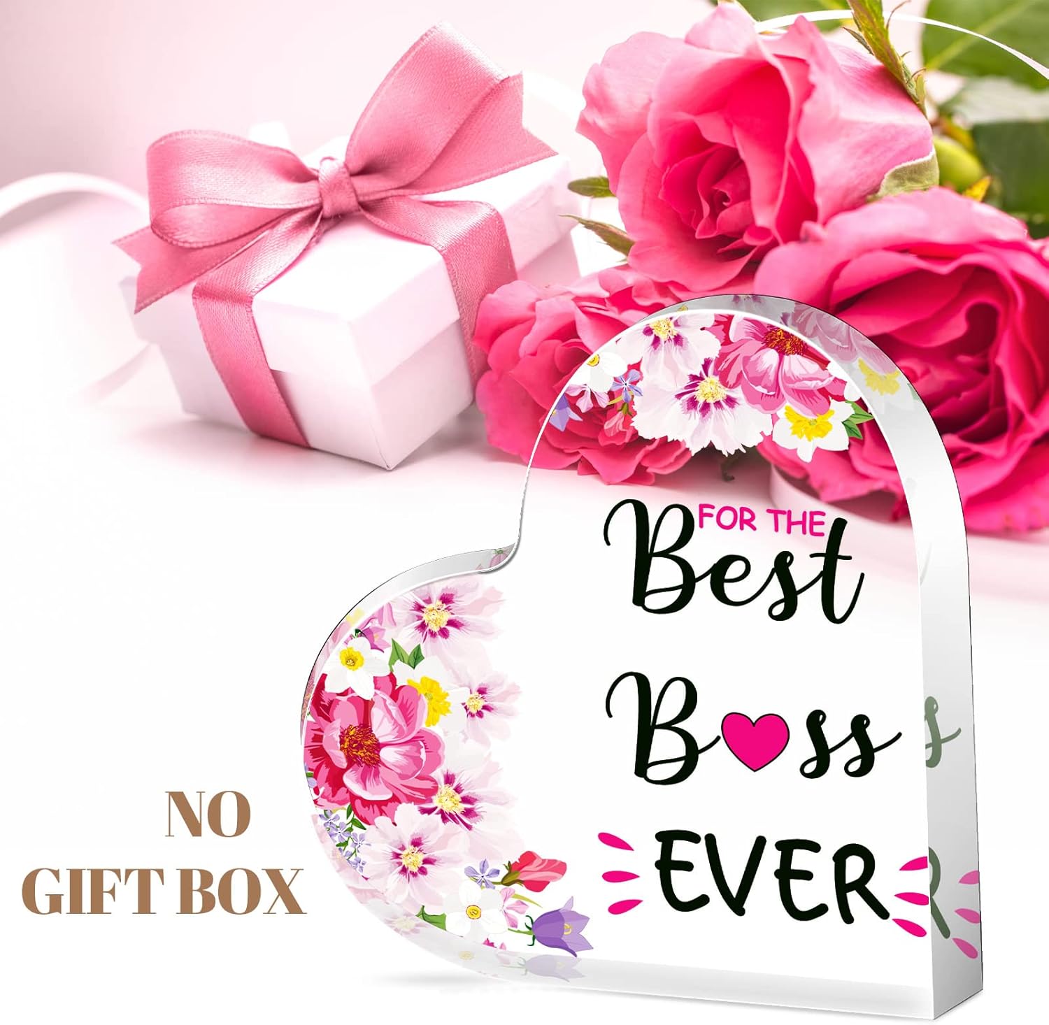 Regalos de corazón de acrílico para mujeres, los mejores regalos para jefes, el mejor jefe de la historia, para el día del jefe, cumpleaños,