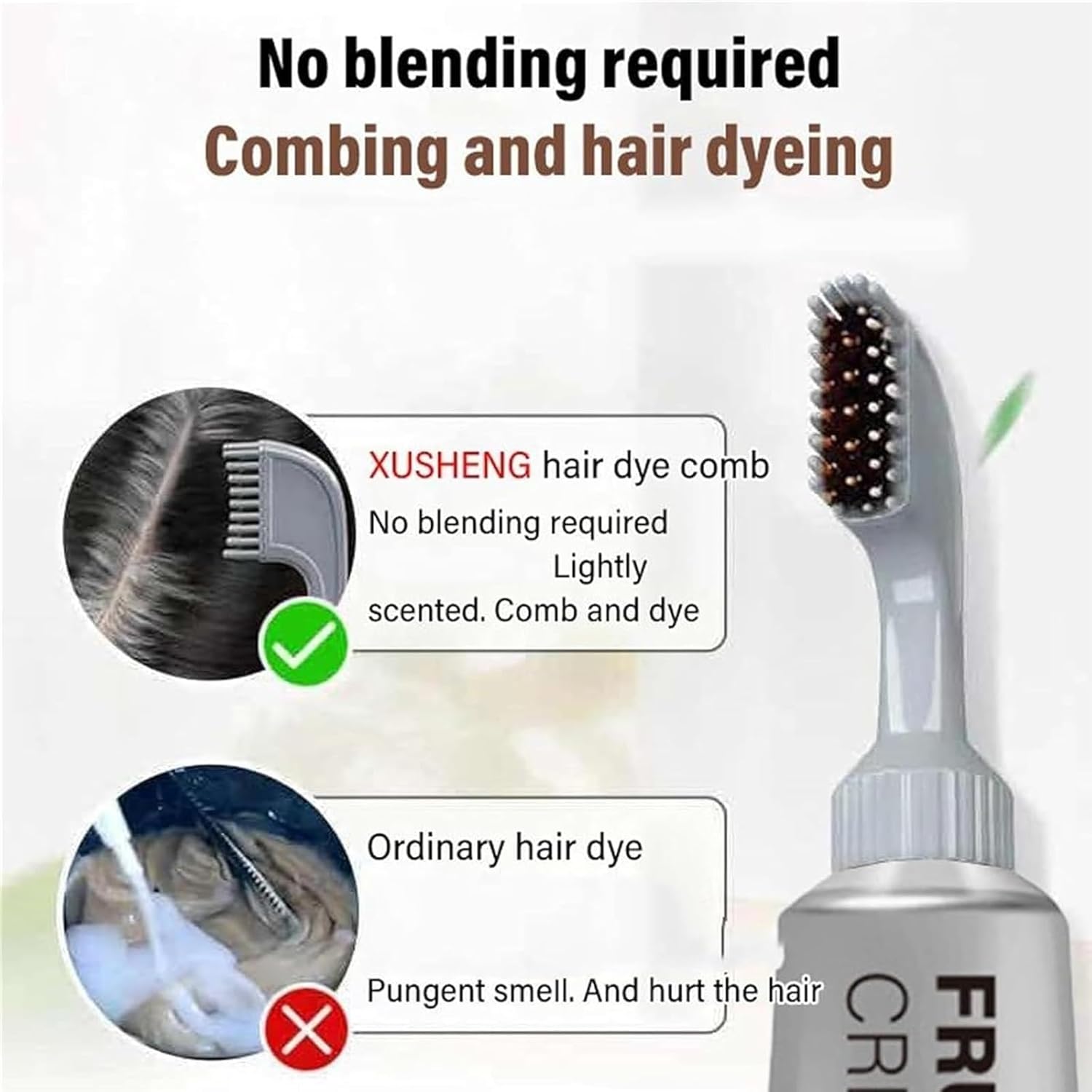 Xusheng – Crema de teñido de frutas negras, crema de tinte negro natural, falta de tinte para el cabello para hombres y mujeres, tinte para el