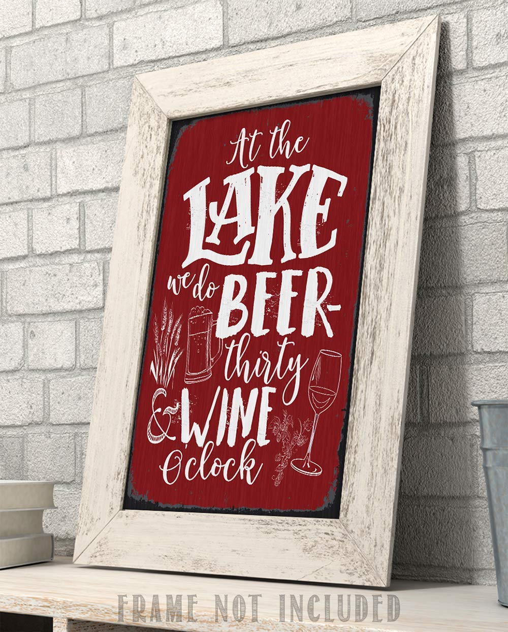 At The Lake We Do Beer Thirty And Wine O’clock – Great Lake House Decor, Cabin and Lake Home Bar Decoration, Beer Wine Lovers Housewarming Gift,