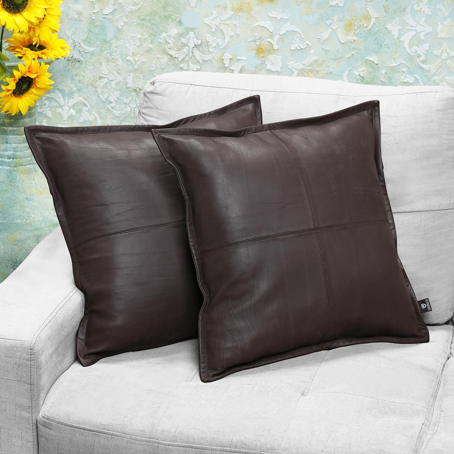 Funda de almohada de piel de cordero  Funda decorativa para cojín de sofá  Fundas para sala de estar y dormitorio, 16 x 16 pulgadas  Rover Brown