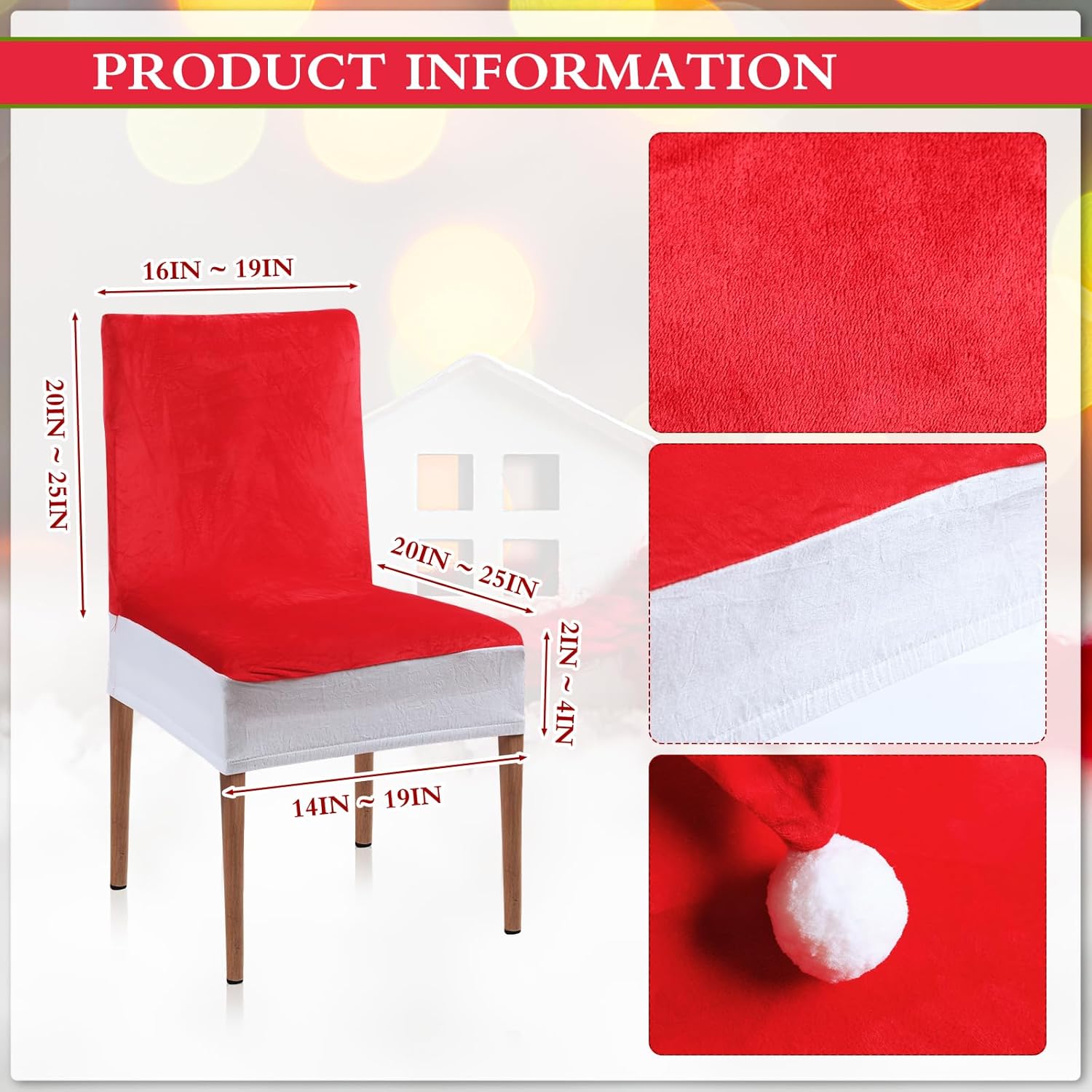 Preboun 2 fundas de terciopelo para sillas de comedor con sombrero de Papá Noel, decoración divertida para bodas, fiestas, tela de terciopelo sólido