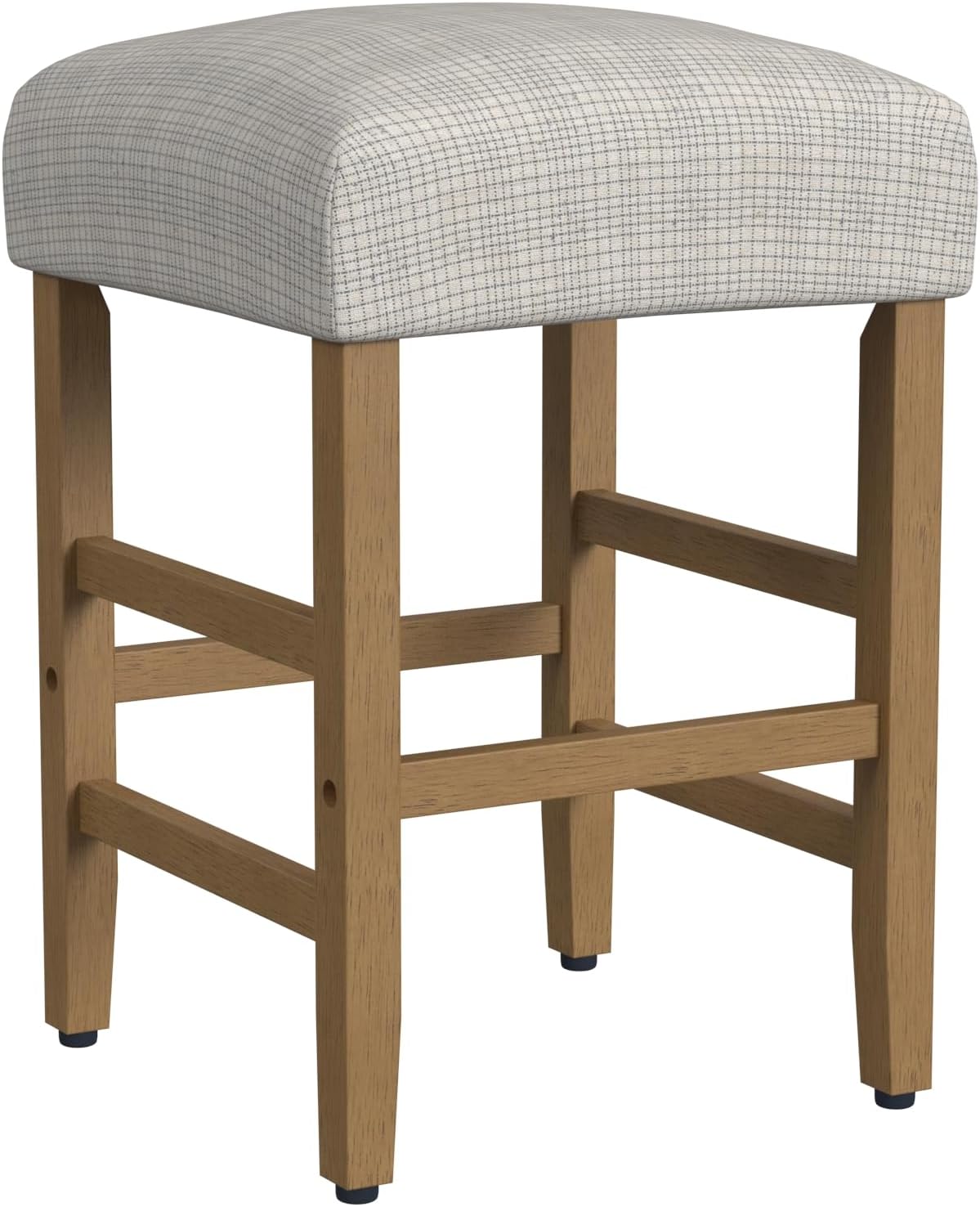 HomePop Home Decor – Taburete de bar clásico con respaldo abierto, altura de mostrador, 24 pulgadas, con cojín abovedado, patrón de mini rejilla