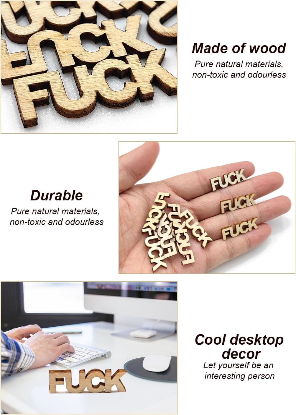 Fu*ks – Letra recortada de madera, 100 unidades, diseño de mal estado de ánimo, día de cumpleaños, vacaciones, regalo para amigos, regalo divertido,