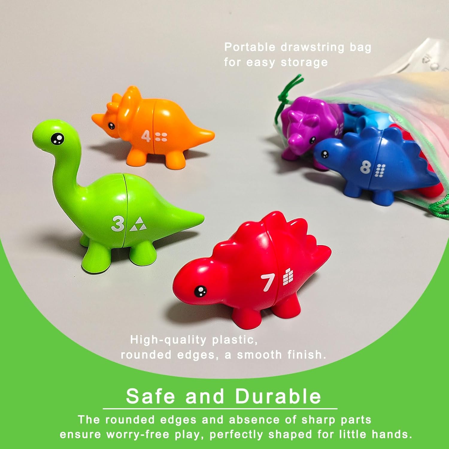 Juguetes de dinosaurio a juego número 1-10, juguetes de motricidad fina, juego de dino Match preescolar, juguetes educativos Montessori de