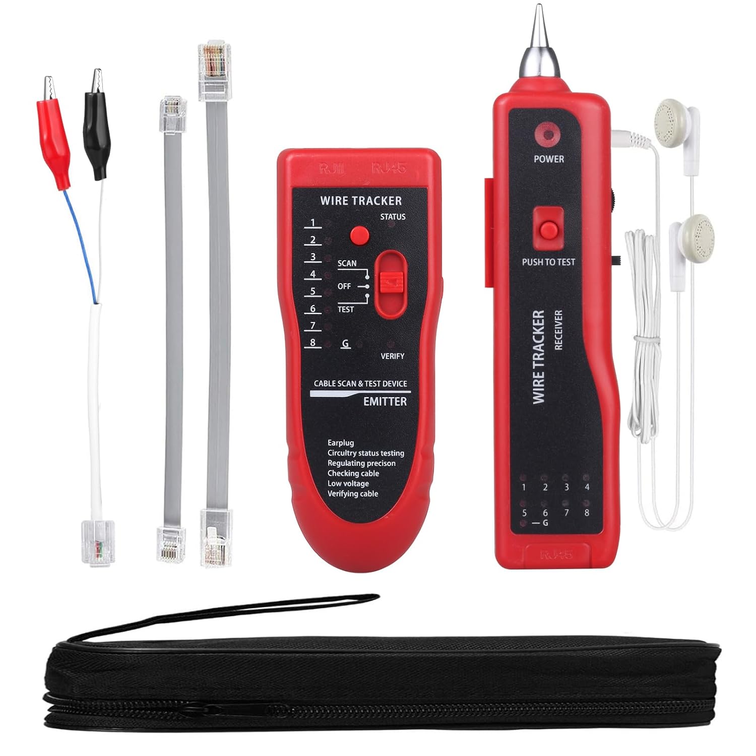 Cable Tracer Probador de cables de red Ethernet RJ45 RJ11  Rastreador de tóner de alambre CAT5 CAT6 Probador de continuidad  Kit de generador de