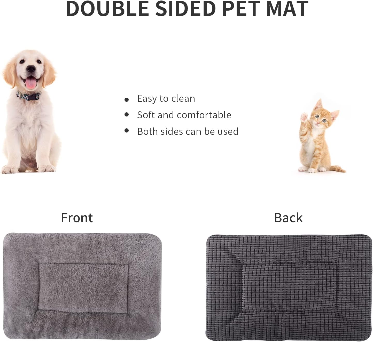 Tapete reversible para cama para perro con terciopelo de felpa y maíz, cojín suave y cálido para mascotas, colchón lavable de doble propósito para