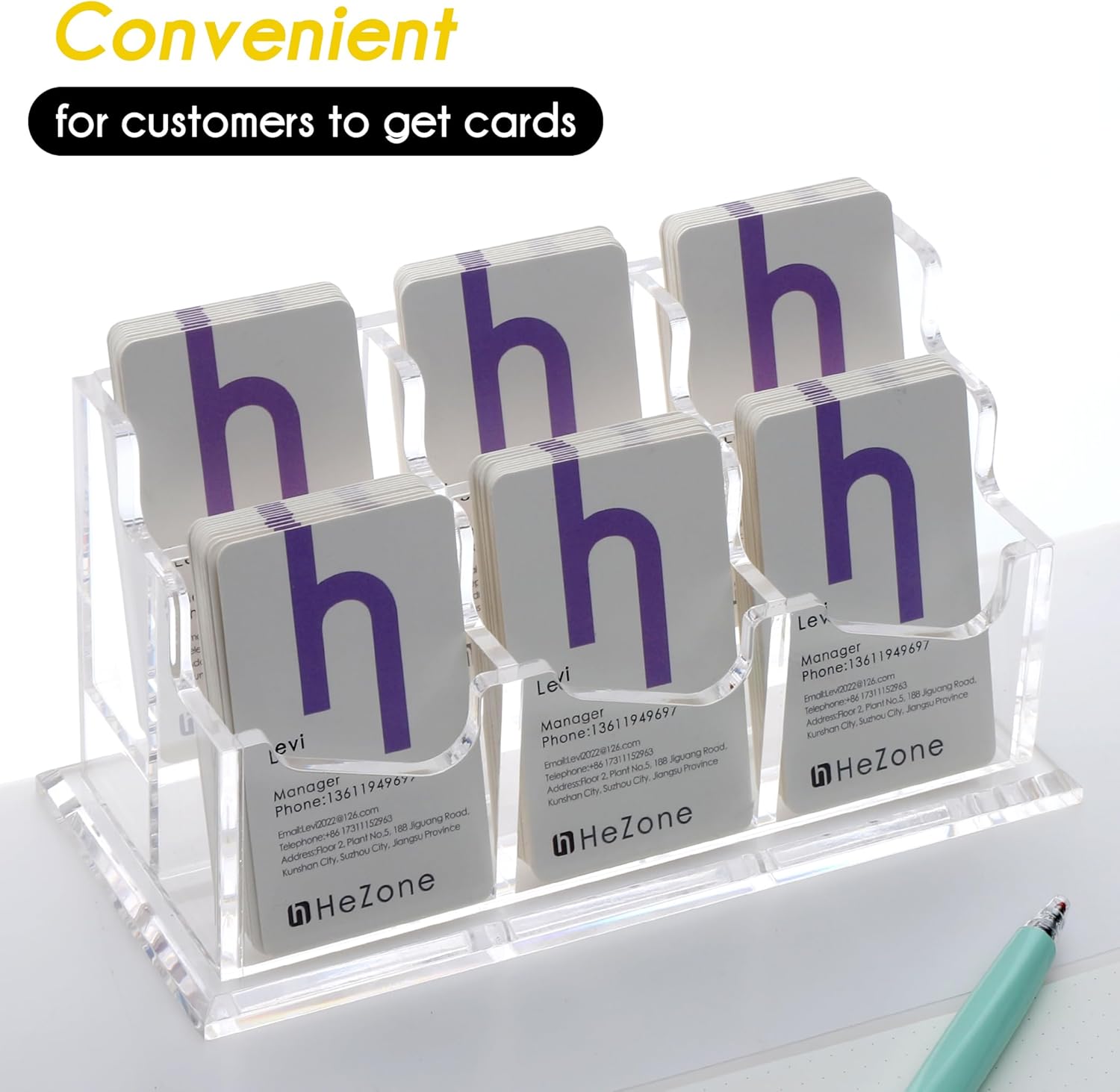 Tarjetero vertical, pantalla para tarjetas de visita para escritorio, 6 ranuras, soporte para tarjetas para mujeres y hombres (6 ranuras verticales)