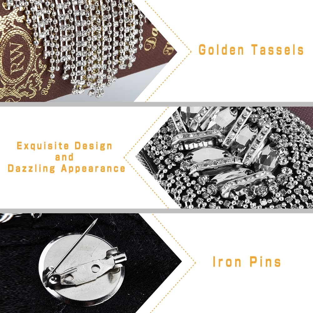 SUPERFINDINGS Moda hombro charreteras borla hierro hombro insignia desmontable borla cadena charreteras de metal cuentas punk flecos Epault para