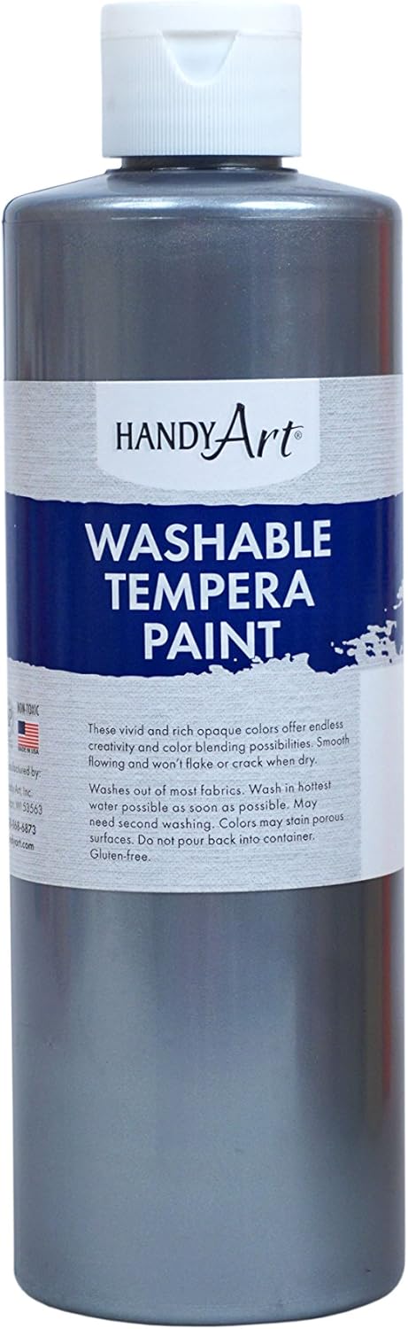 Handy Art Pintura lavable de 16 onzas, plateado metálico