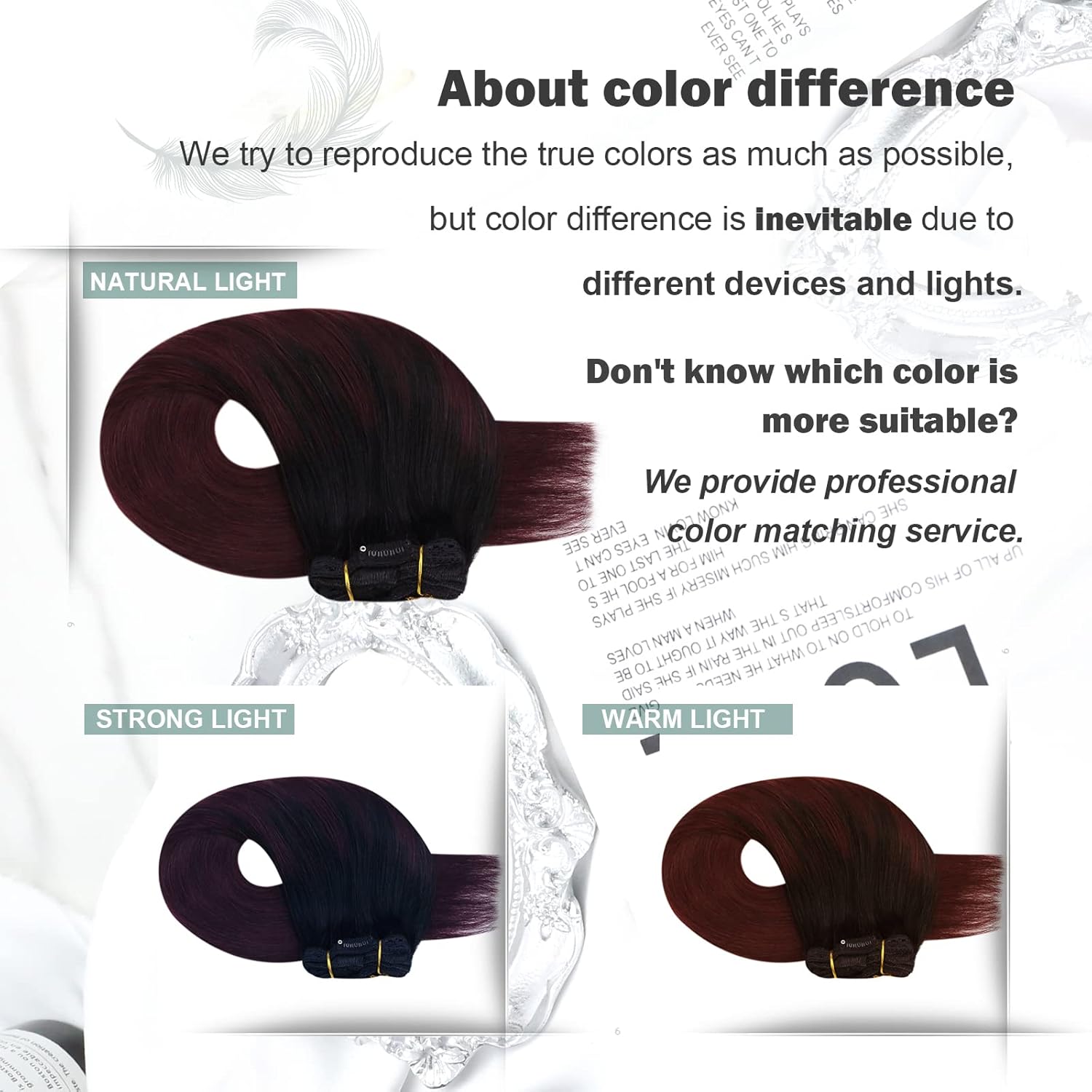 Moresoo Extensiones de cabello humano real con clip, balayage, color negro a vino tinto, extensiones de cabello humano con clip de doble trama, 7