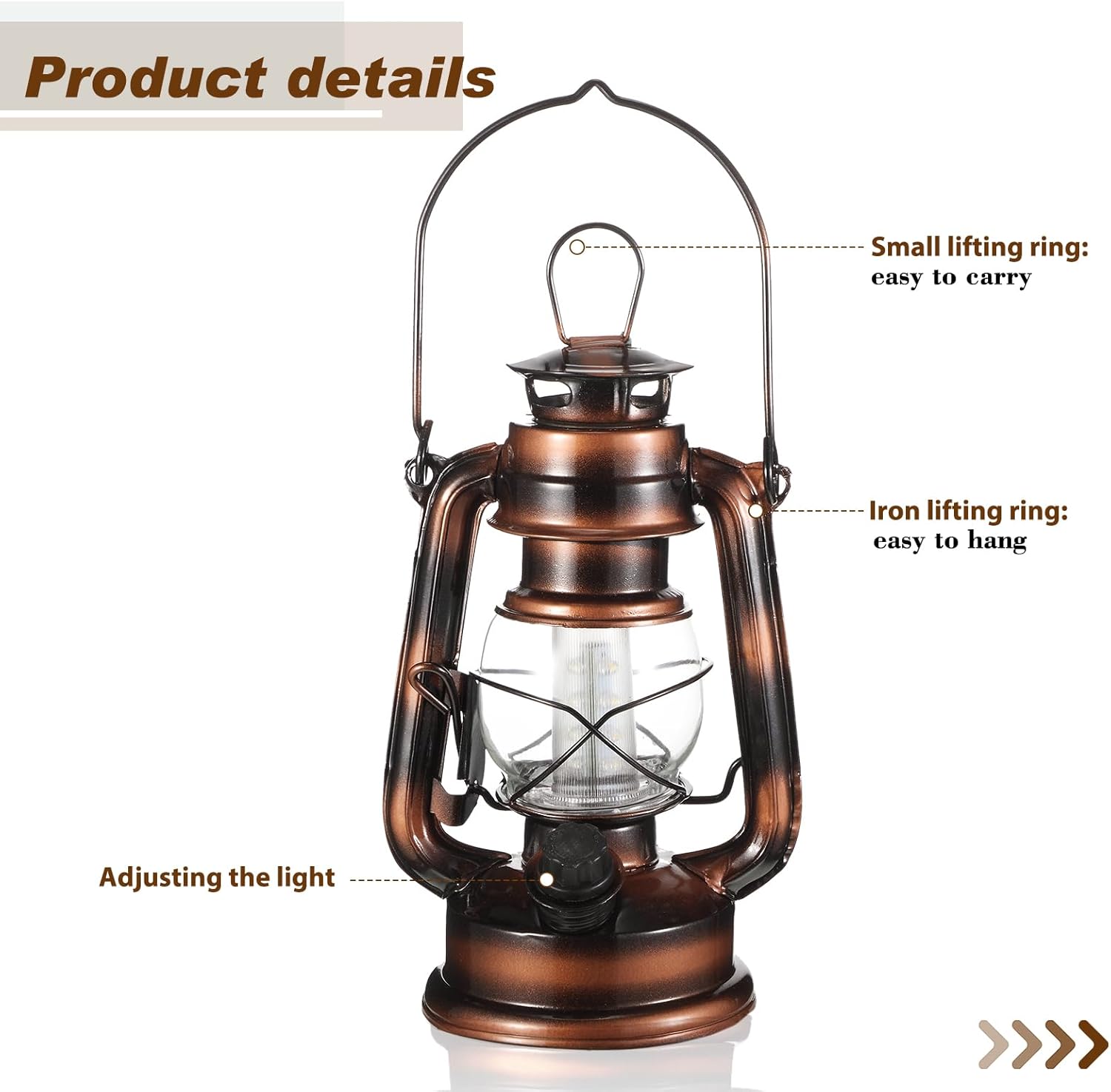 12 faroles LED vintage de 8 pulgadas para huracán, 12 LED cálidos e interruptor de atenuación, funciona con pilas, farol colgante decorativo para