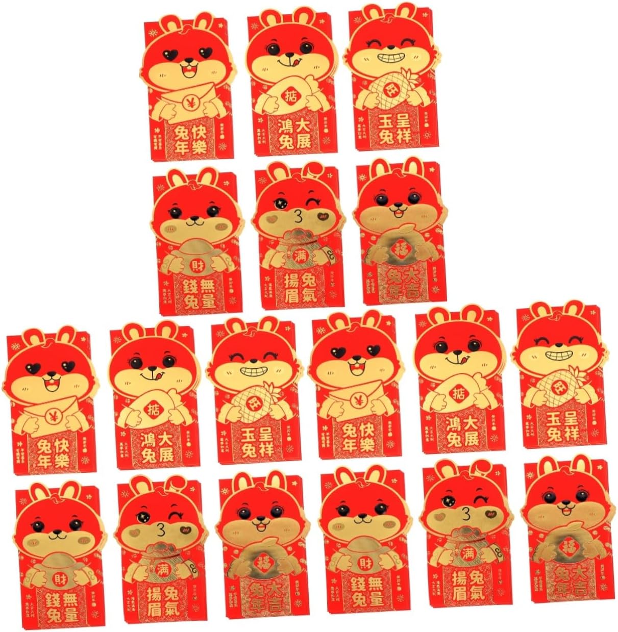 ABOOFAN 54 Pcs Year of The Rabbit Red Envelope Bag Li Xi Red Envelope Traditional Red Pocket New Year Red Envelopes Luck Money Bag Red Gifts Child