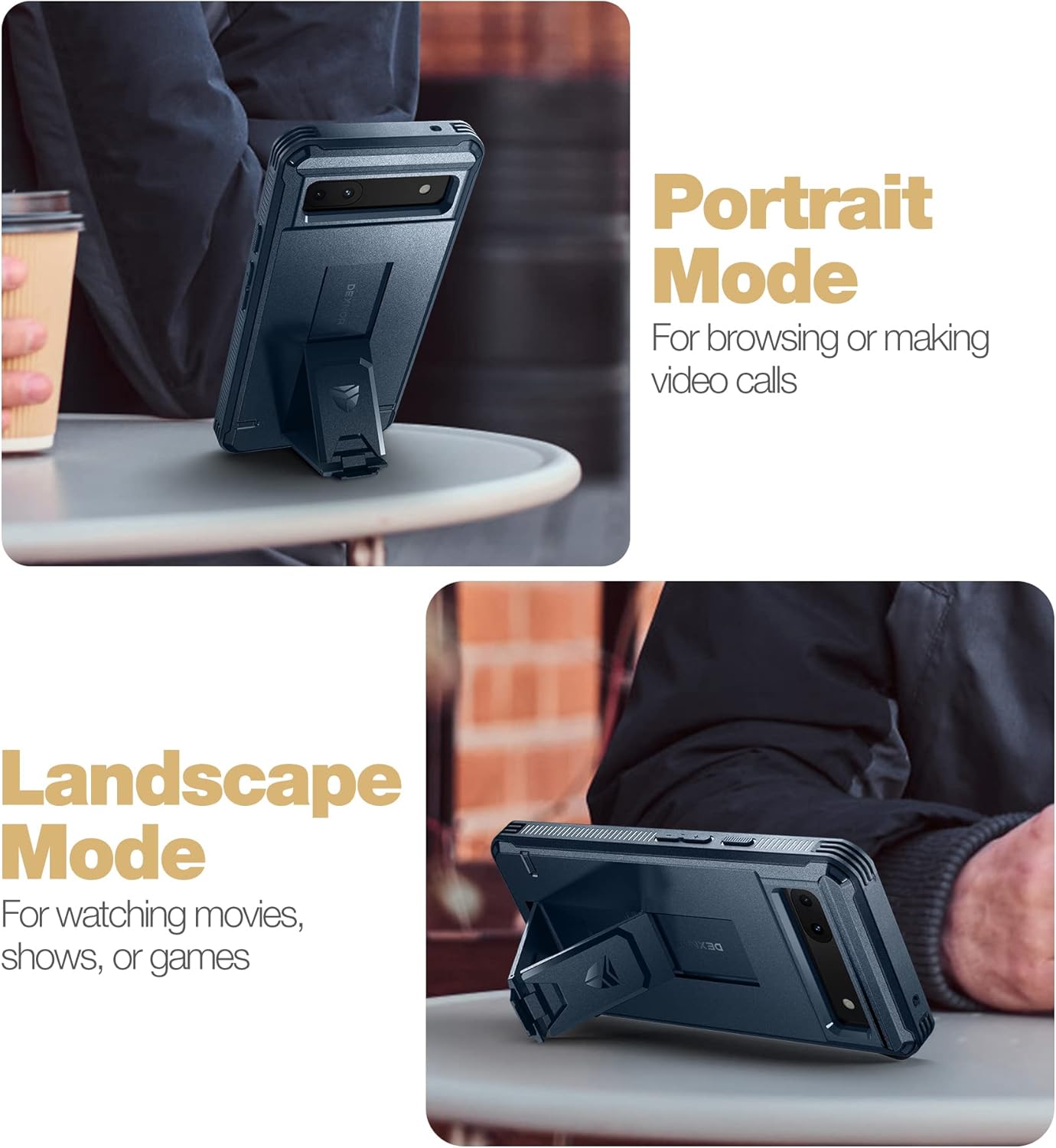 Dexnor Funda de cuerpo completo para Google Pixel 6A, protector de pantalla y soporte integrados resistente protección de grado militar a prueba de