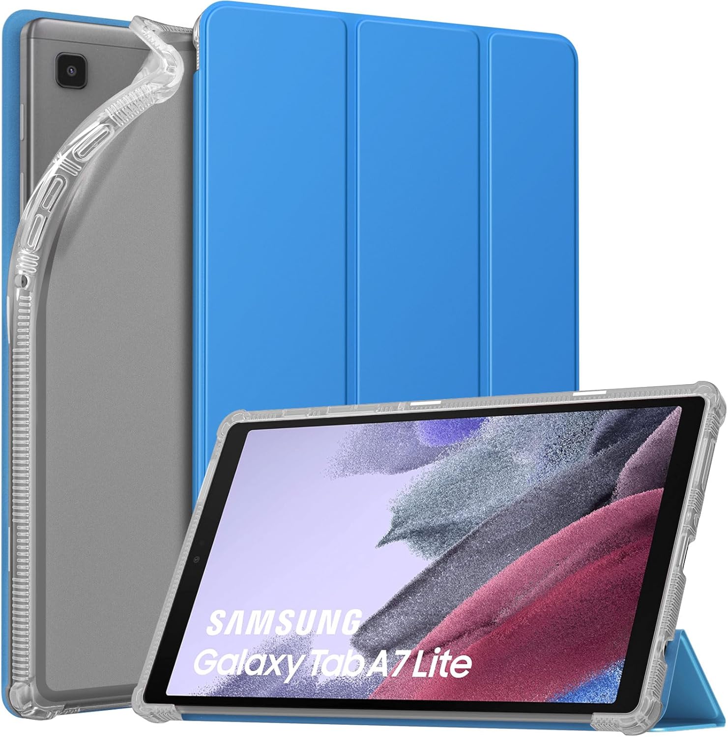 MoKo Funda compatible con Samsung Galaxy Tab A7 Lite de 8.7 pulgadas 2021 (SM-T225T220T227), funda inteligente delgada y ligera con triple soporte