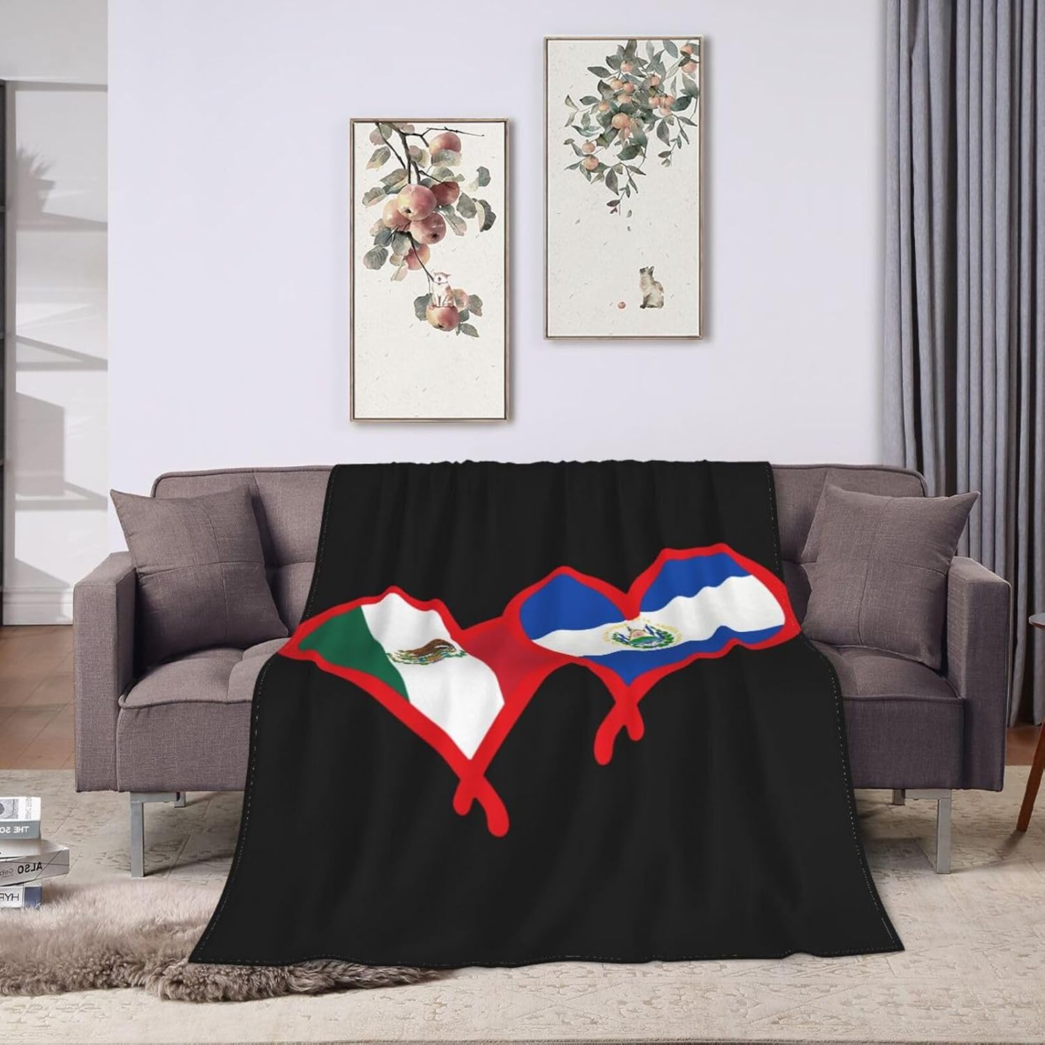 Manta de bandera de México y bandera de El Salvador para todas las estaciones, suave y cálida, manta de franela de forro polar, manta de regalo para