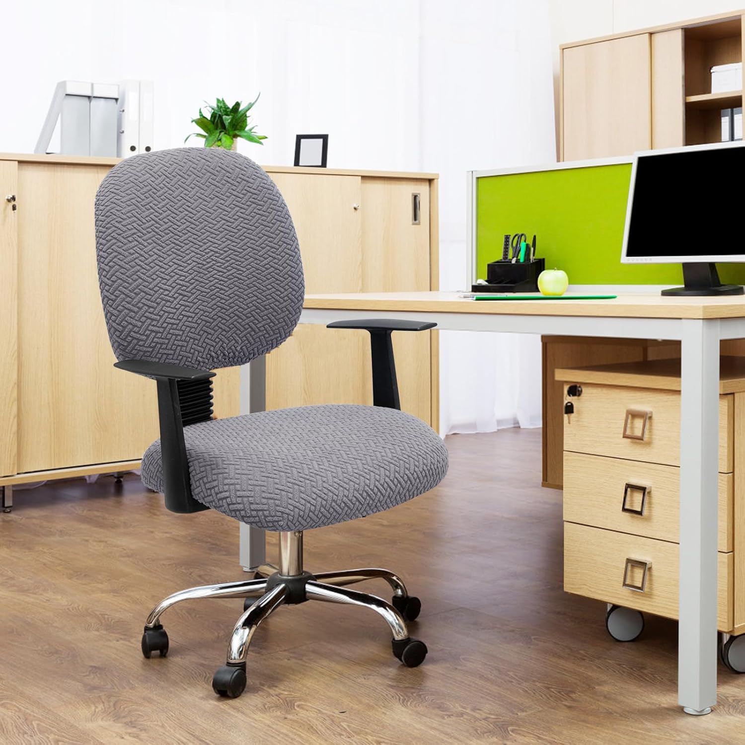 MIFXIN Funda elástica elástica para silla de computadora, 2 piezas, de punto, universal, para silla de computadora, protector de muebles para