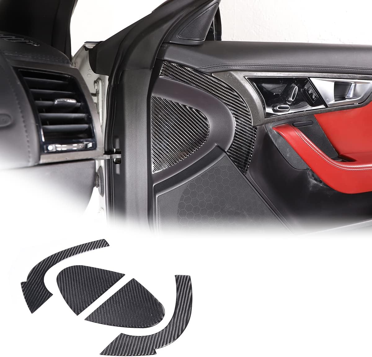 Protectores de borde de puerta de automóvil de fibra de carbono suave anti colisión, 4 unidades para Jaguar F-TYPE 2013-2022 Cojines de