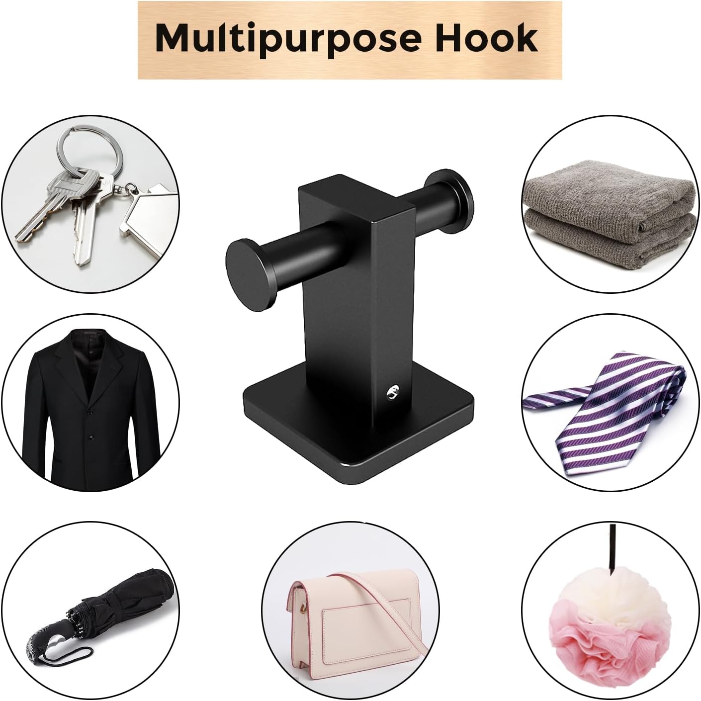 Toalleros para baño, juego de 4 piezas de accesorios de baño negro mate SUS304 de acero inoxidable montado en la pared, incluye toallero individual