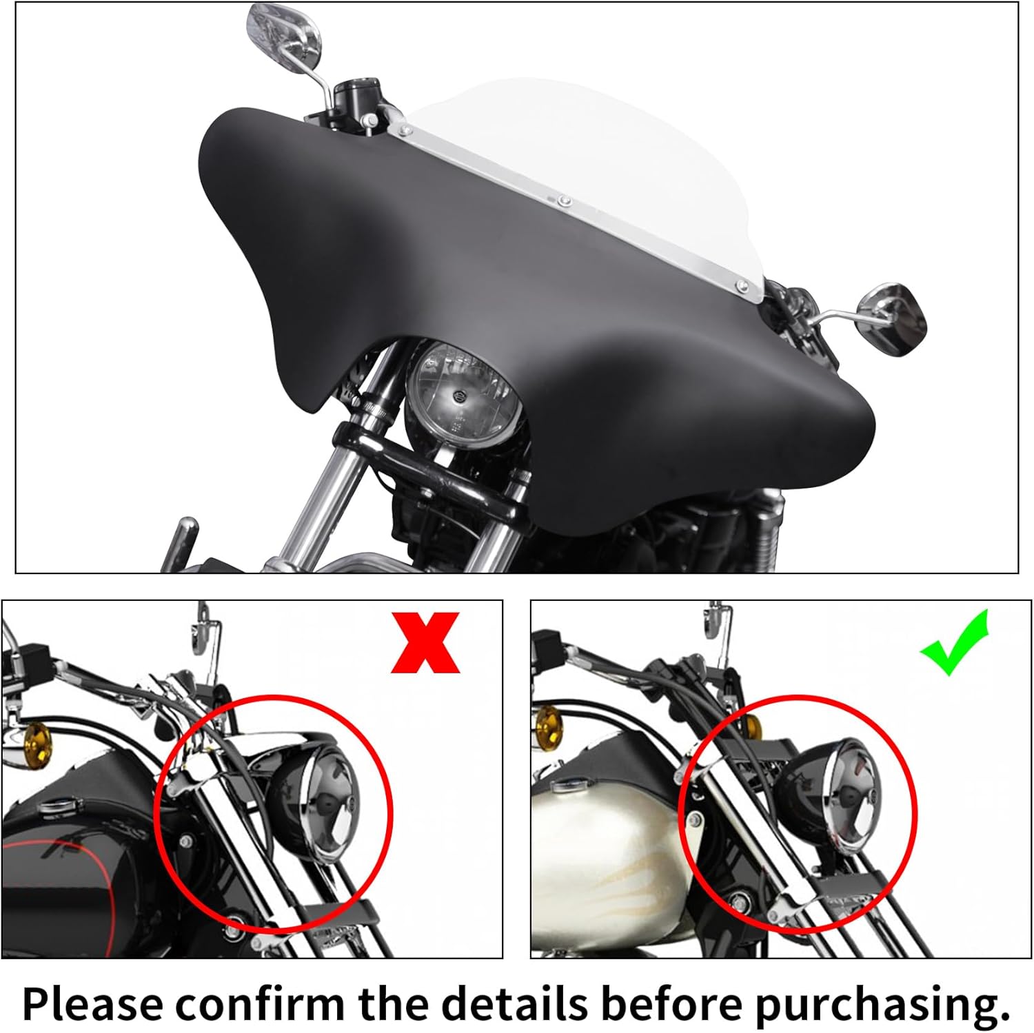 TCT-MOTORPARTS Carenado de murciélago negro mate con parabrisas apto para Suzuki Boulevard C50 2005-2019