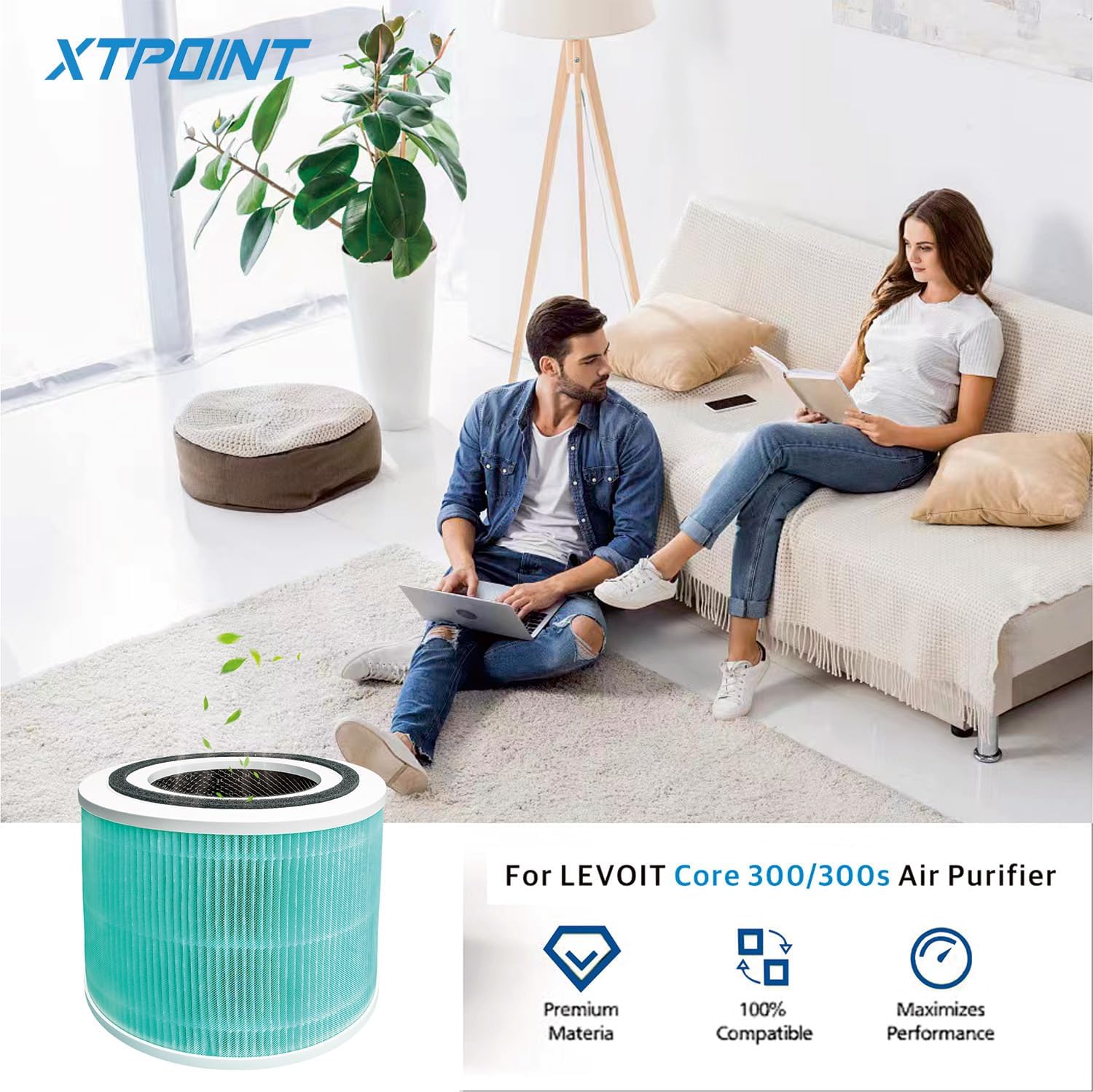 Paquete de 2 filtros de repuesto Core 300 True HEPA para purificador de aire LEVOIT Core 300 y Core 300S VortexAir, repuesto de filtro HEPA