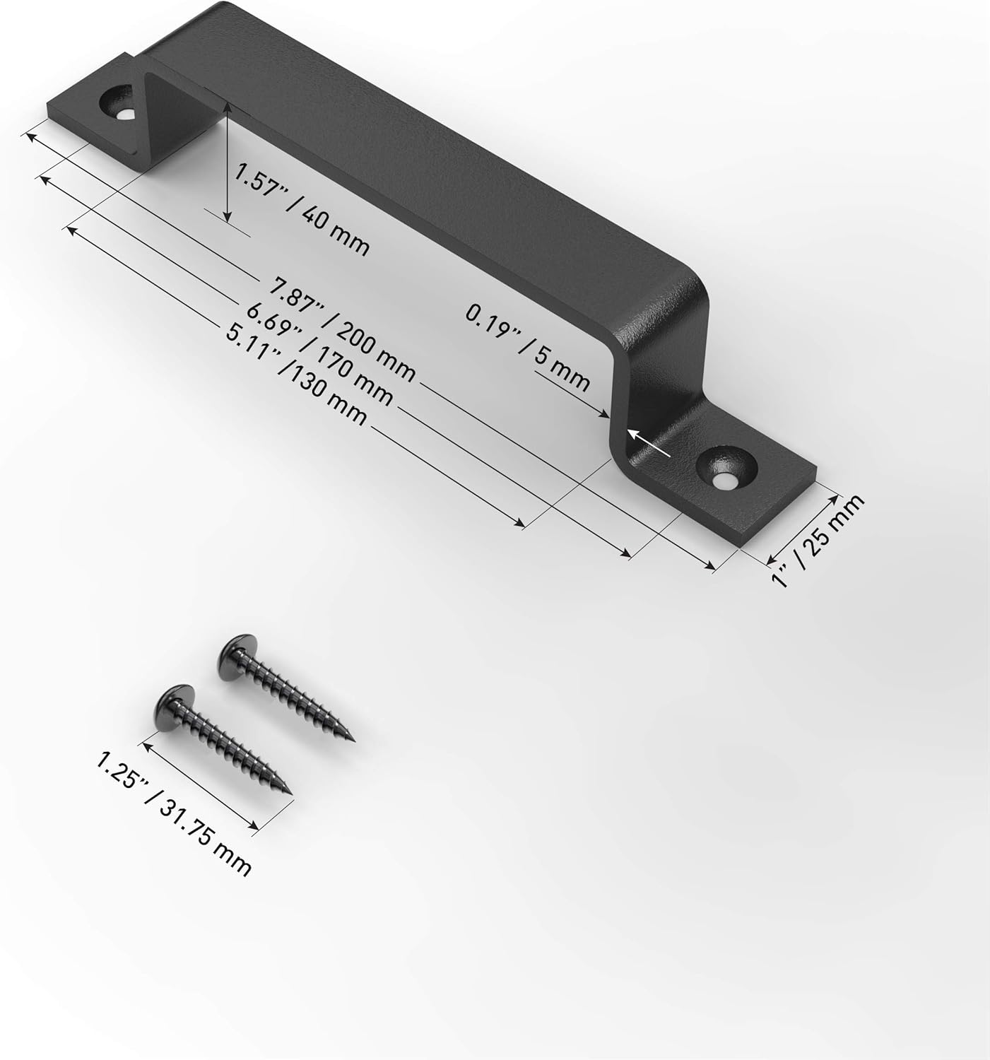 VivaLight Manija rústica de 8 pulgadas para puerta de granero, tirador de acero negro para puertas correderas, puertas, garajes, cobertizos, vallas,