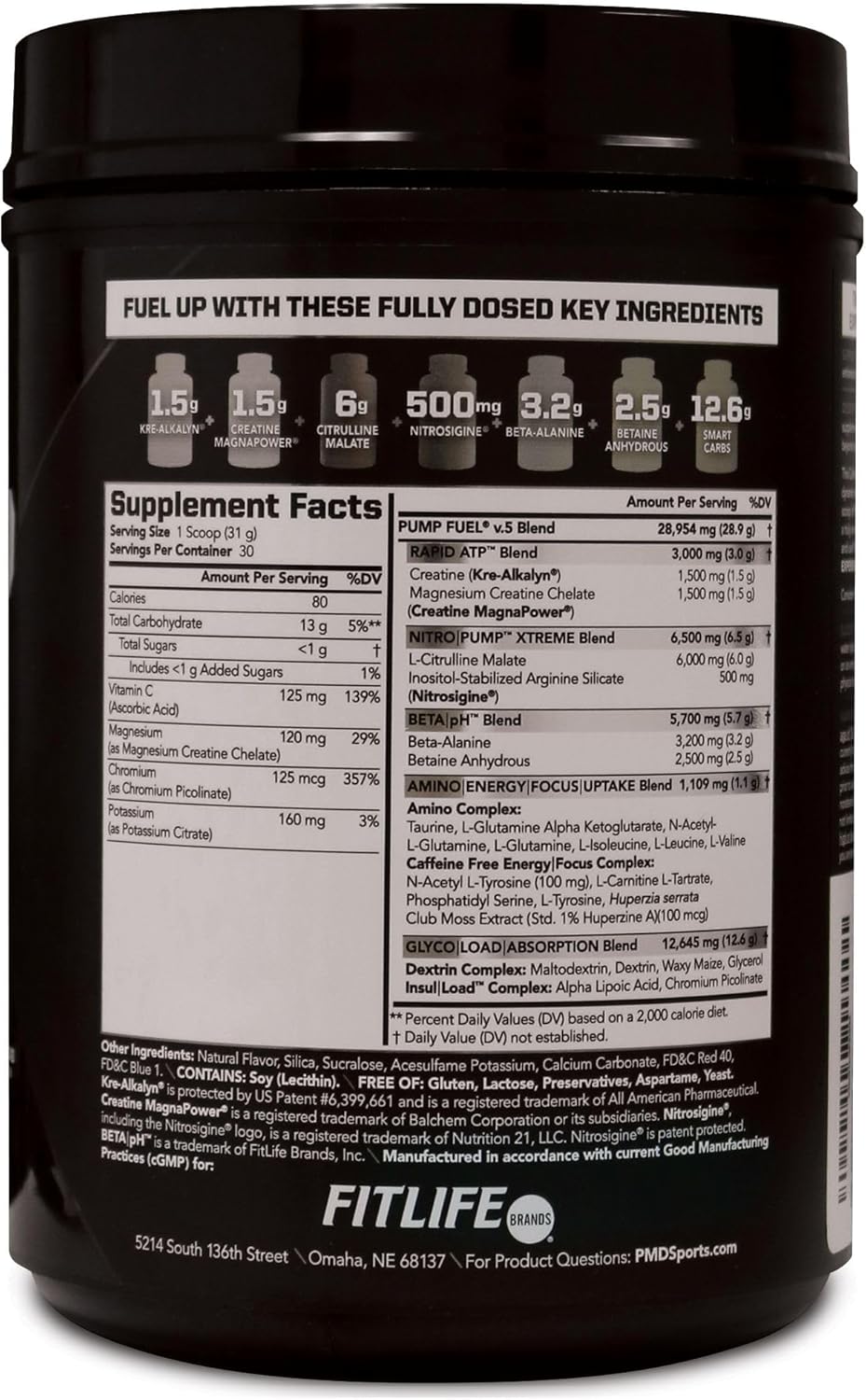 PMD Sports Ultra Pump Fuel Fuel – Mezcla de bebida para antes del entrenamiento, energía, fuerza, resistencia, recuperación de carbohidratos