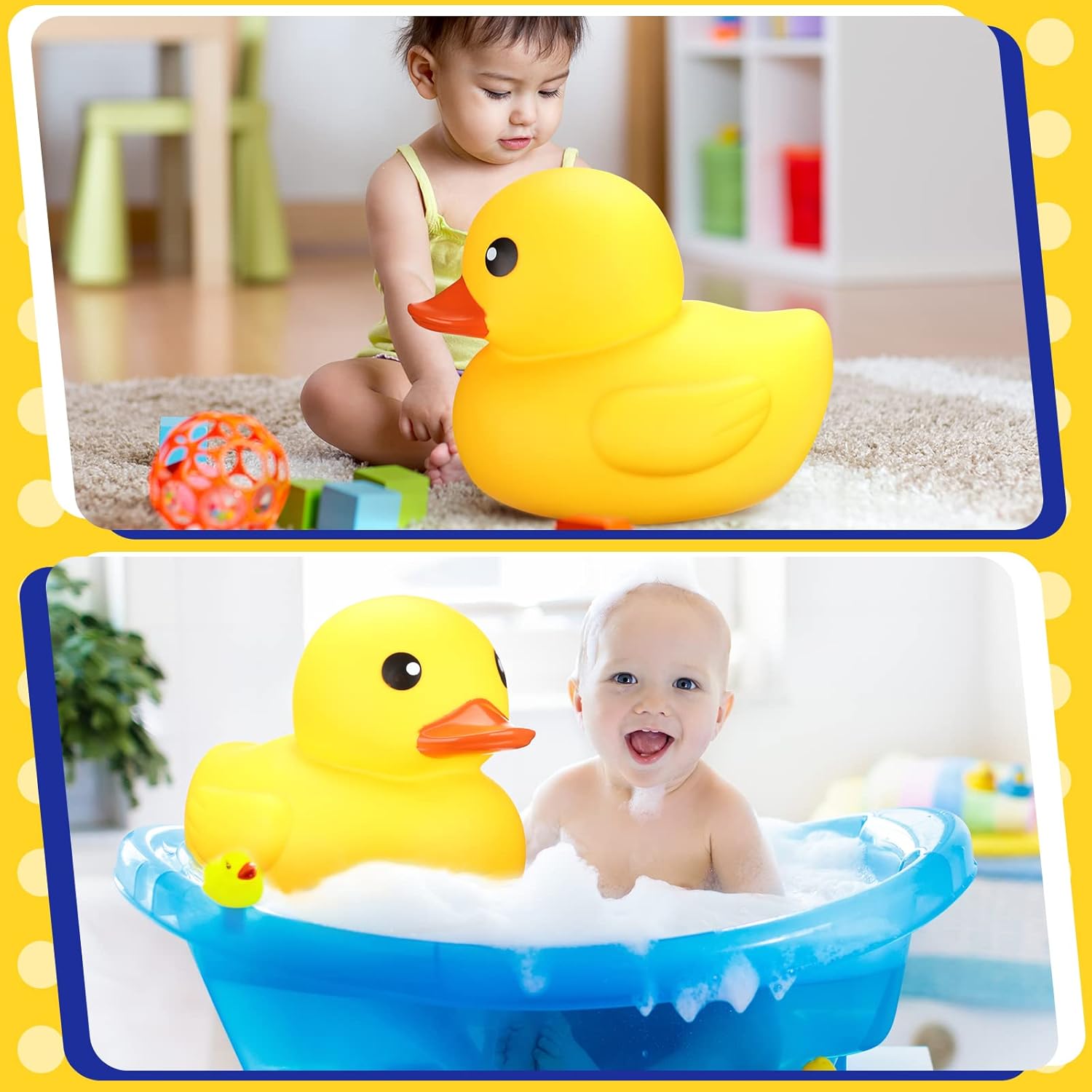Leitee Pato de goma jumbo Pato gigante de goma grande para revelación de género, pato de goma de 13 pulgadas, juguete de baño para baby shower,