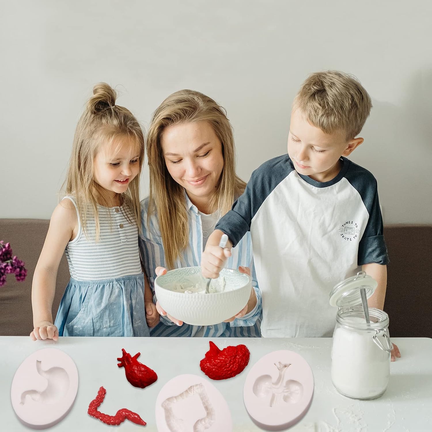Moldes de silicona para órganos humanos, 8 unidades para Halloween, corazón, cerebro, hígado, estómago intestinal, moldes de fondant de chocolate