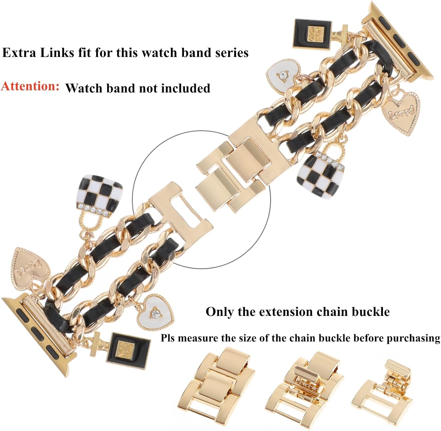 3 piezas de eslabones adicionales de 0.75 pulgadas de ancho para correa de reloj, cadena de extensión para correas de reloj inteligente para relojes