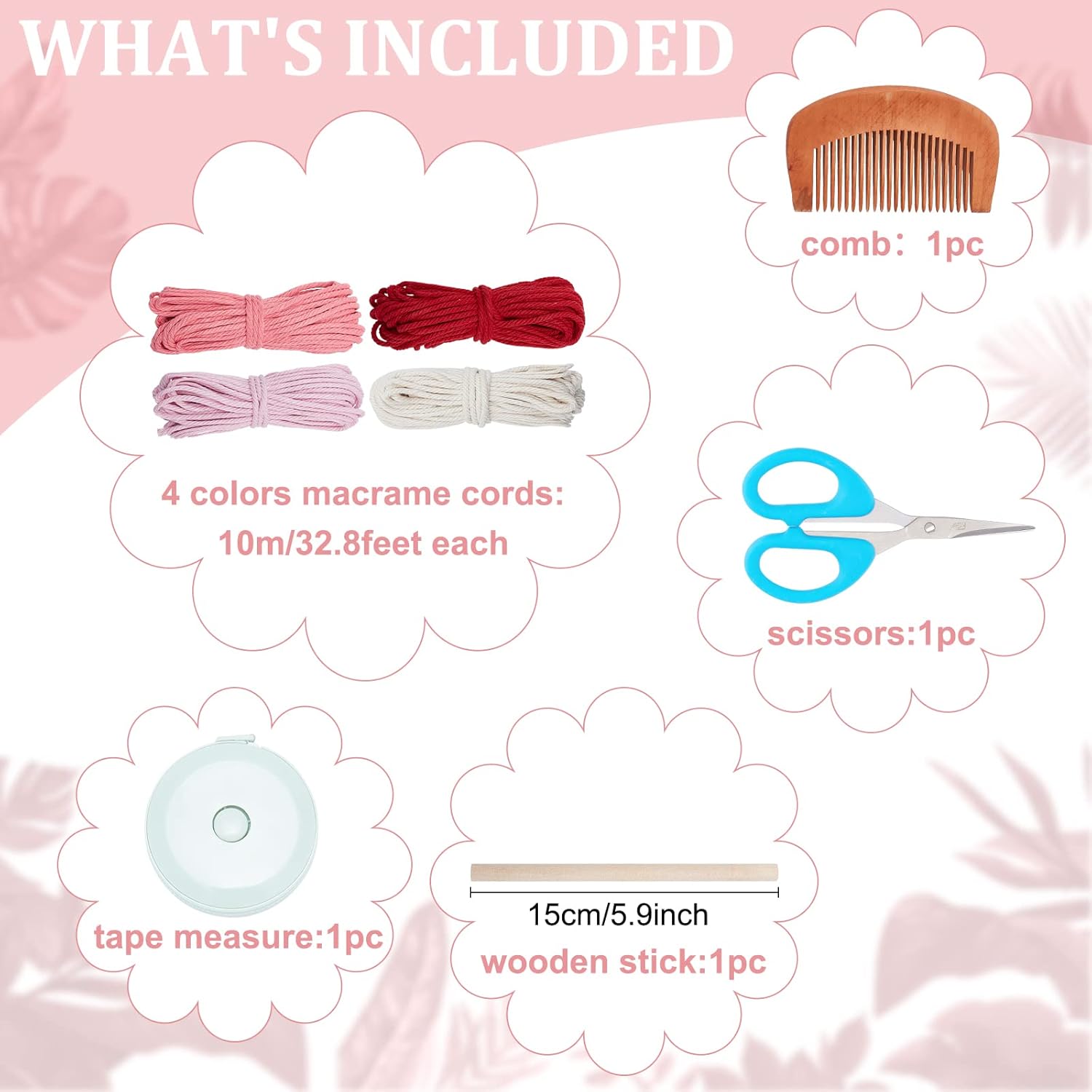 WEBEEDY Kit de macramé, juego de posavasos de macramé con forma de corazón, 4 piezas de macramé bohemio para bebidas absorbentes