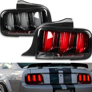 Conjunto de luz trasera ahumada compatible con Mustang 2005 2006 2007 2008 2009, lámparas LED de señal secuencial derecha e izquierda Conjunto de luz trasera ahumada compatible con Mustang 2005 2006 2007 2008 2009, lámparas LED de señal secuencial derecha e izquierda