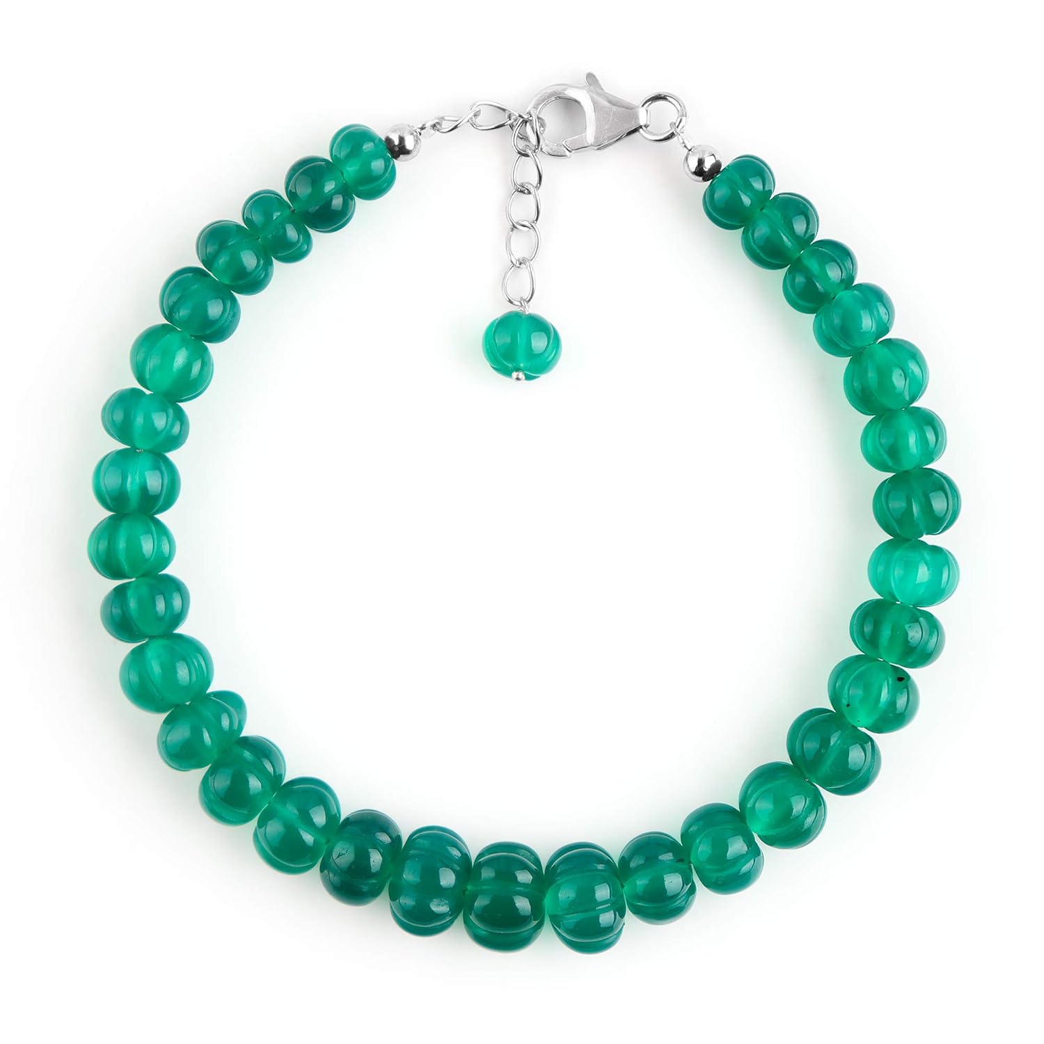 InfinityGemsArt Green Onyx Stone Bracelet for Women Gemstone Carved Flower Birthstone, Natural Gemstone Beads, Dainty Handmade Jewelry, Chakra