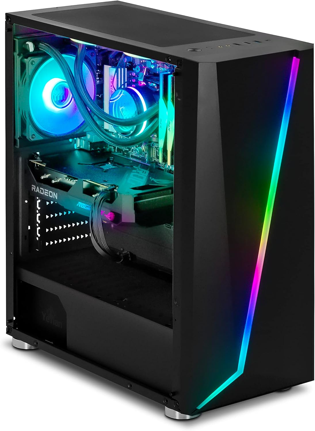 YEYIAN Computadora para juegos Kunai – CPU Ryzen 5 7600, AMD RX 6650 XT Gaming PC de escritorio, 1TB NVMe SSD, 16GB DDR5 5600MHz RAM, refrigeración