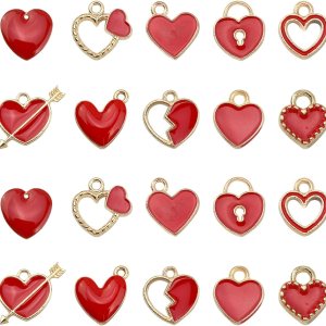 KitBeads Dijes de corazón de estilos mixtos con forma de corazón de dibujos animados para hacer pulseras a granel KitBeads Dijes de corazón de estilos mixtos con forma de corazón de dibujos animados para hacer pulseras a granel