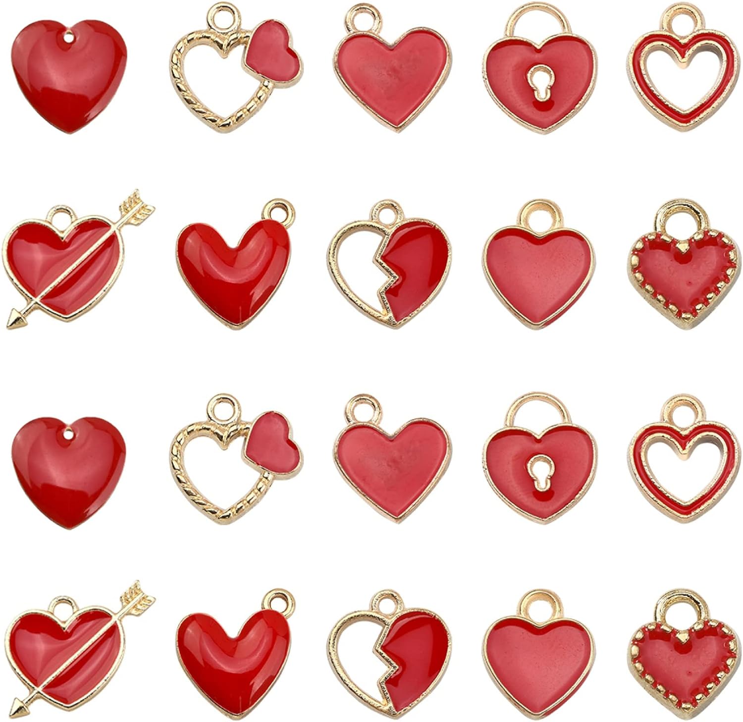 KitBeads Dijes de corazón de estilos mixtos con forma de corazón de dibujos animados para hacer pulseras a granel