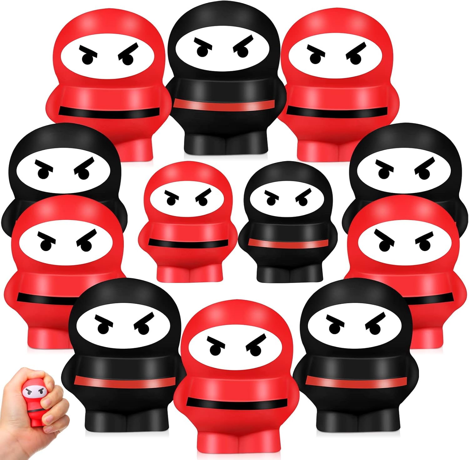 12 piezas de bolas ninja para el estrés, figuras de guerreros y luchadores, regalos de fiesta ninja, juguetes para el estrés, juguetes ninja suaves