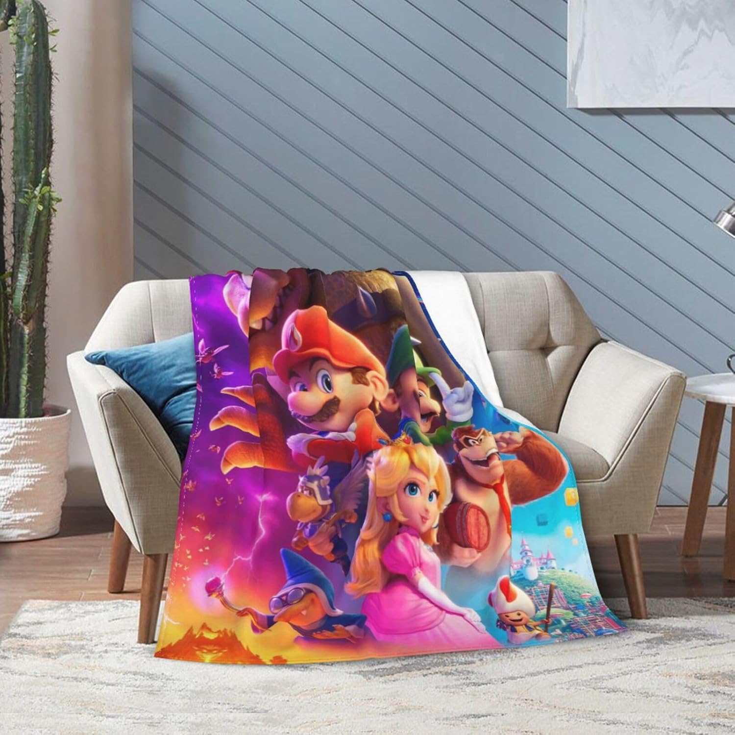 Manta súper linda de Bros para niños, bonita decoración de dibujos animados, regalos para niñas y niños, súper cálida, suave y ligera, manta de