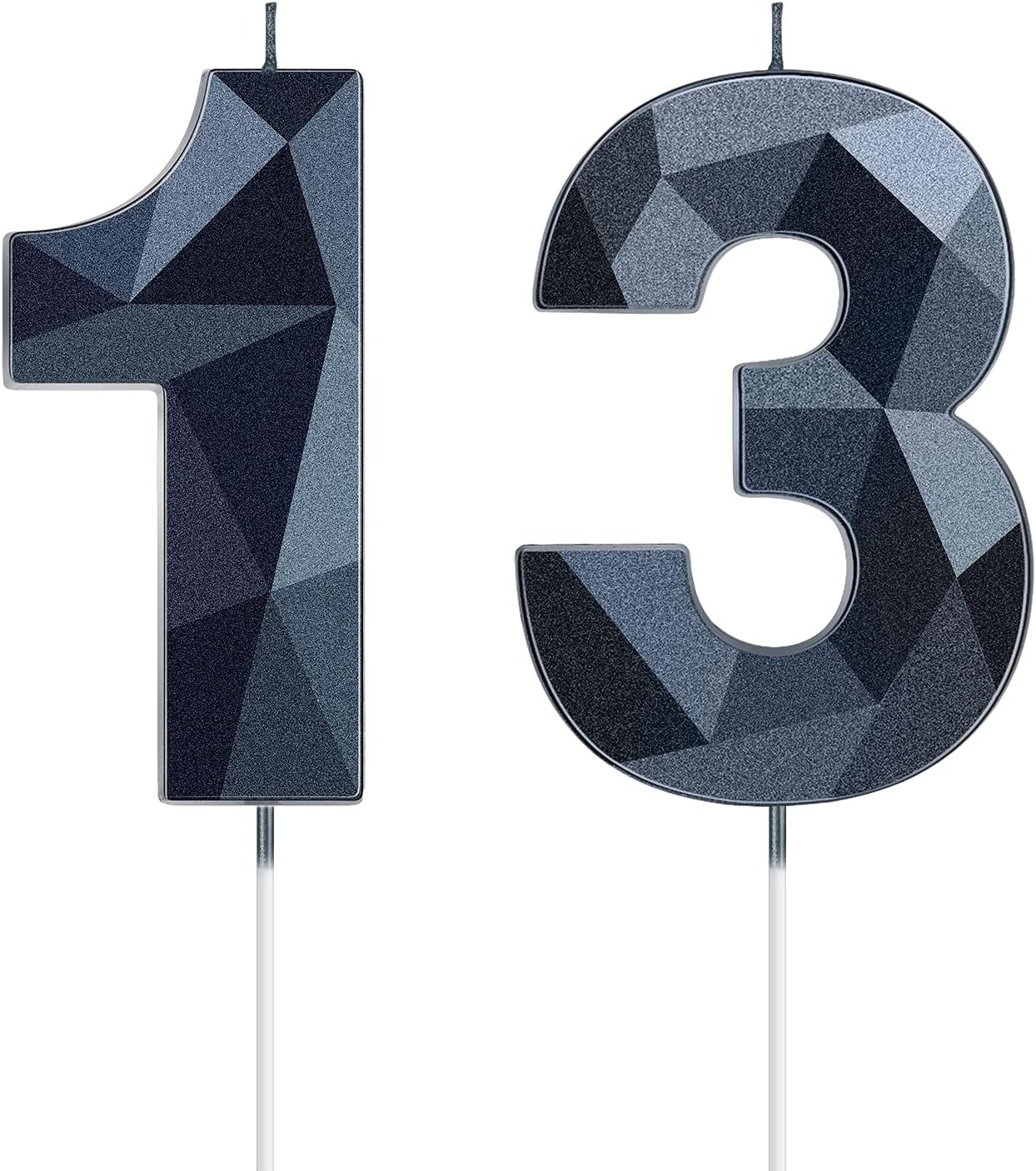 Velas de cumpleaños número 13, velas con forma de diamante 3D número 13, decoración de tarta de feliz cumpleaños, bodas, fiestas, reuniones, fiestas