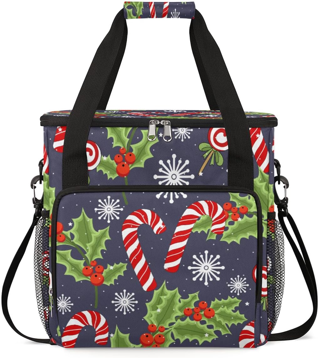 FengQuGou Bolsa de café de Navidad con diseño de hojas de acebo y bayas, bolsa de almacenamiento de viaje compatible con Keurig K-Mini o K-Mini Plus