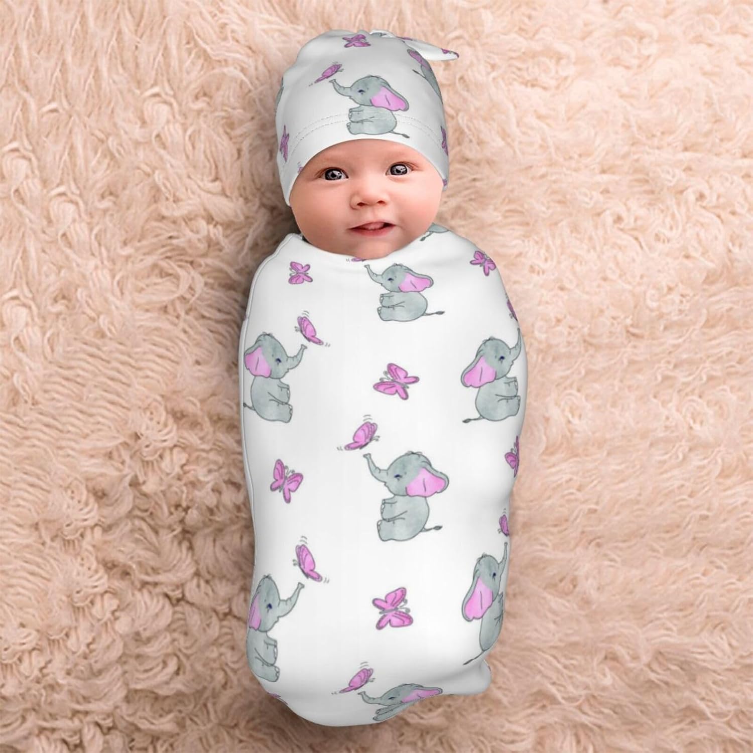 WELBB Dog Paws – Manta para bebé recién nacido, con gorro, manta elástica personalizada para recibir, artículos esenciales para recién nacidos, para