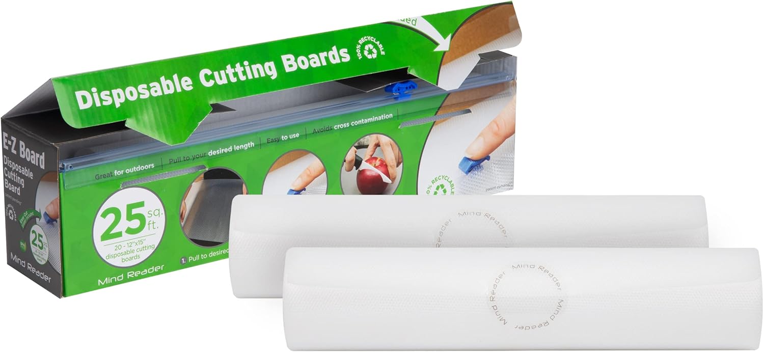 E-Z Board – Juego de 3 tablas de cortar de plástico desechables, 25 pies cuadrados, fácil de limpiar y de usar conveniente, ideal para acampar,
