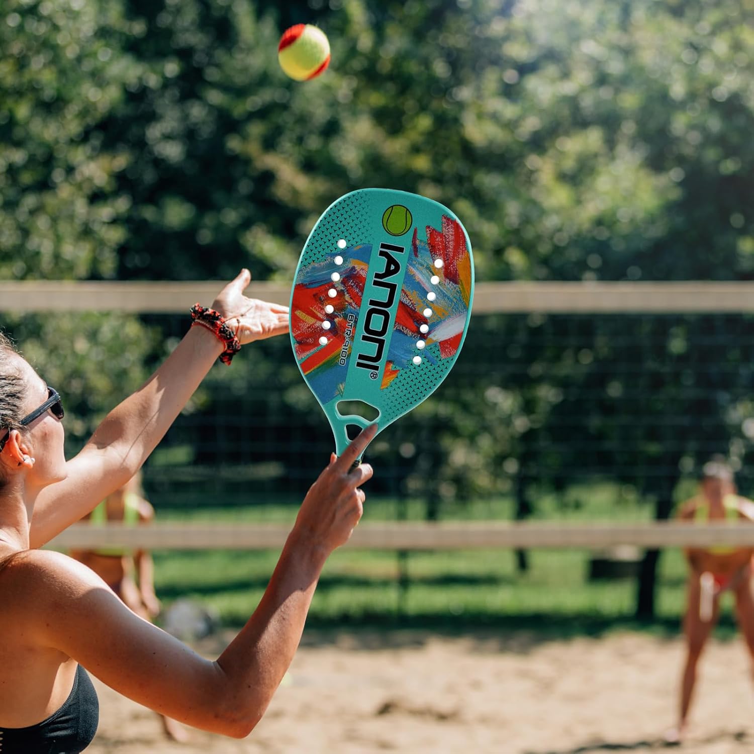 Pádel de tenis de playa Raqueta de tenis de playa Fibra de carbono con núcleo de espuma de memoria EVA Palas de tenis